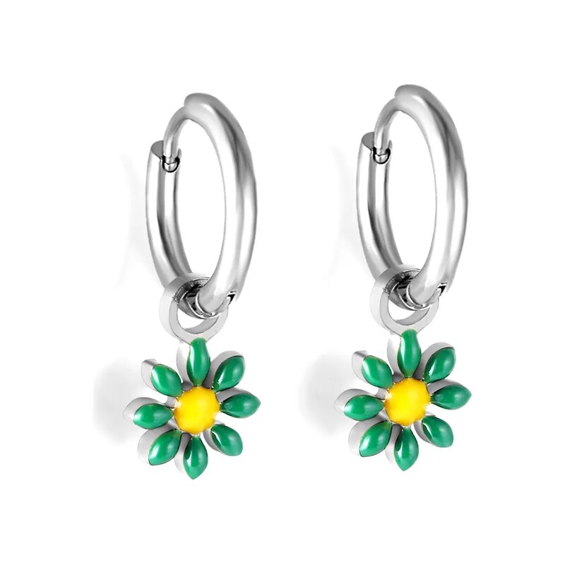 Impress Jewelry Ocelové náušnice s kytičkou Mini Flora Stříbrno