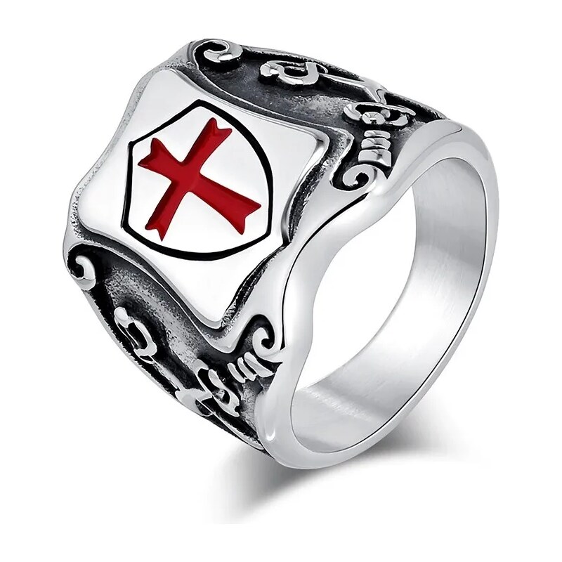 Impress Jewelry Prsten z chirurgické oceli Templářský kříž -