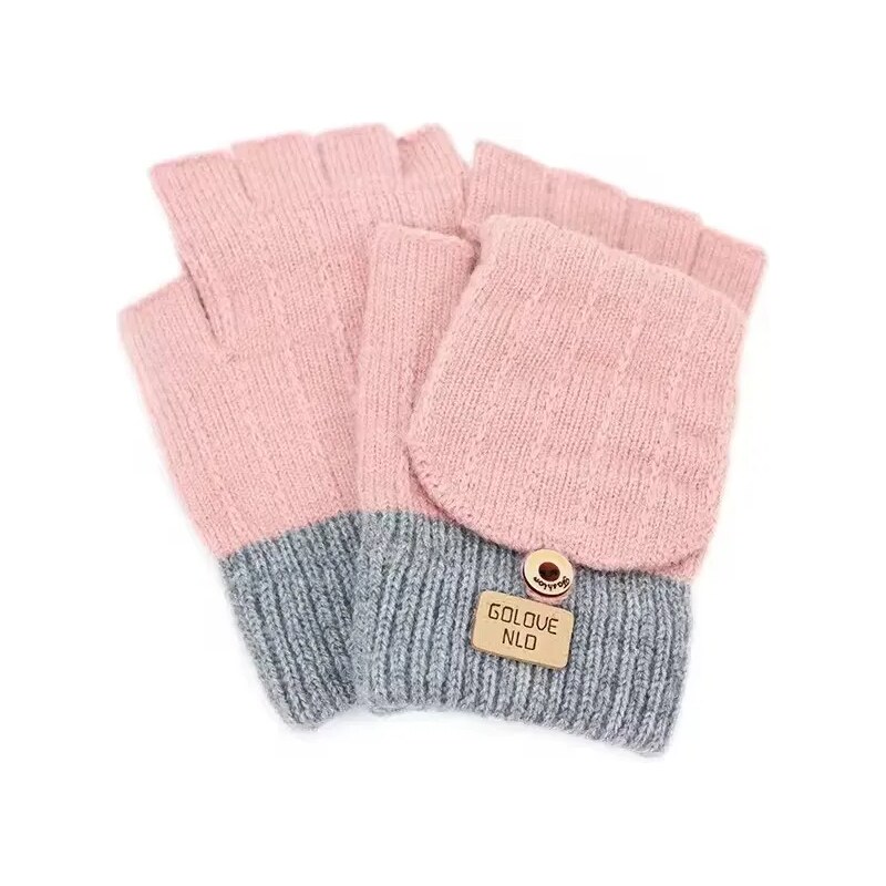 Lifestyle Dívčí rukavice bez prstů s klopou Glove NLD Růžové