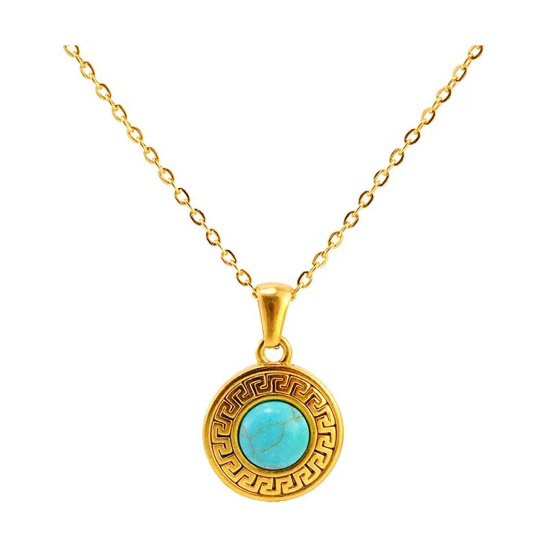 Impress Jewelry Zlatý ocelový náhrdelník s přívěskem Meandra s