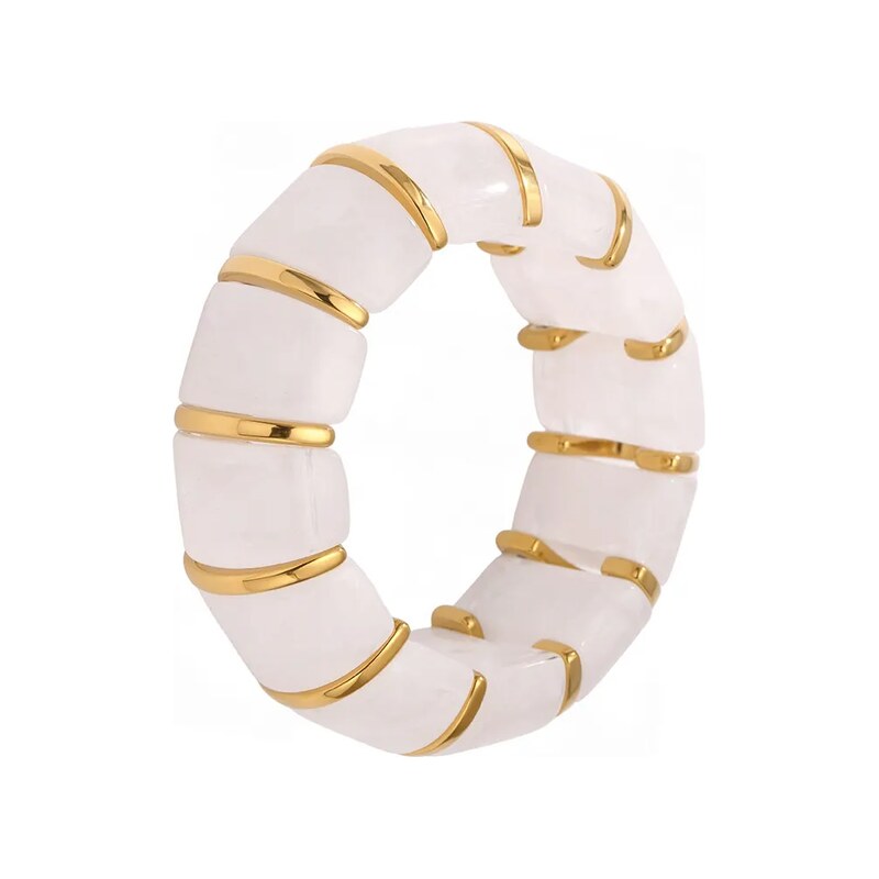 Impress Jewelry Dámský náramek z oceli a živice Ivory Gold