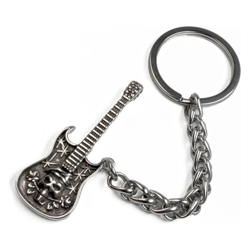 Impress Jewelry Punk-rocková klíčenka Elektrická kytara s lebkou