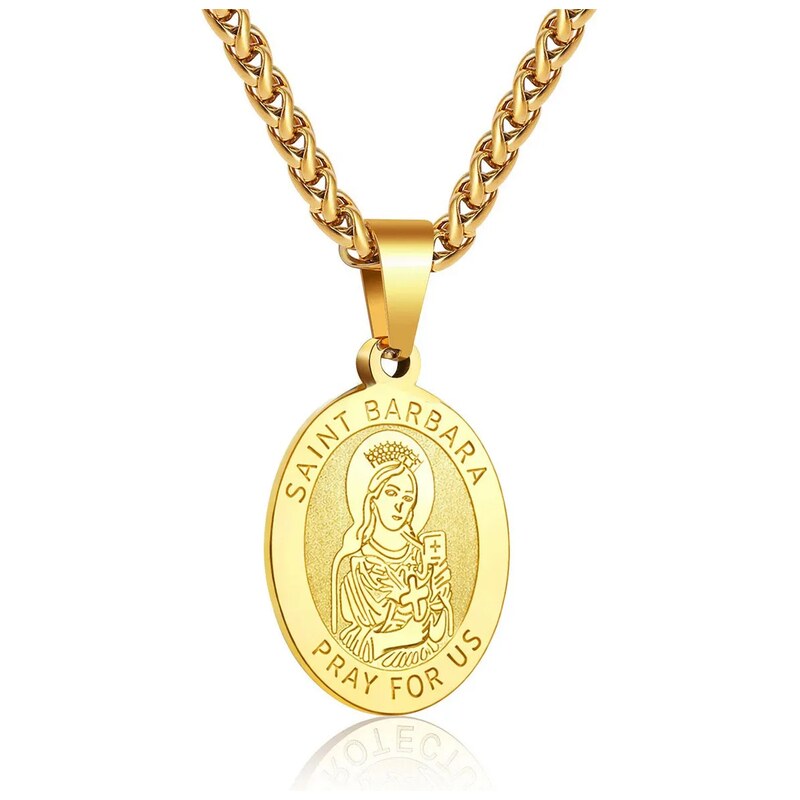 Impress Jewelry Přívěsek z chirurgické oceli Svatá Barbora Zlatý