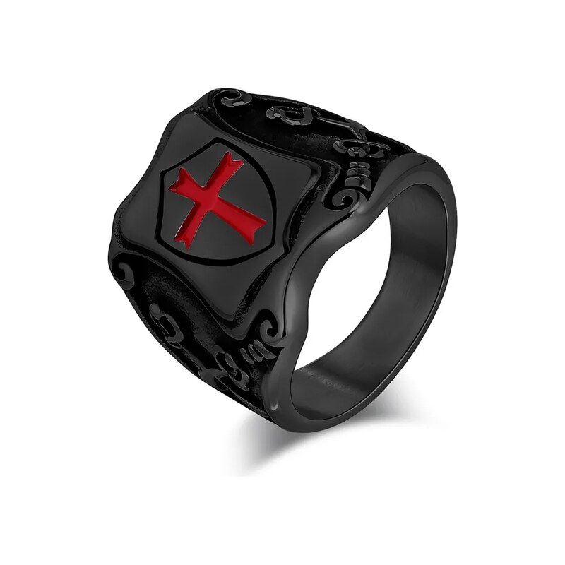 Impress Jewelry Prsten z chirurgické oceli Templářský kříž -