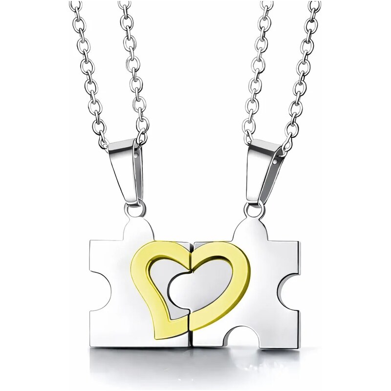 Impress Jewelry Ocelové přívěsky pro dva Puzzle zlato-stříbrné