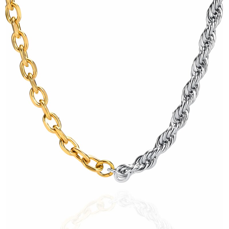 Impress Jewelry Náhrdelník z chirurgické oceli Zlato-stříbrný
