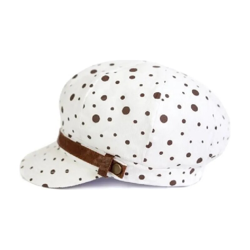 Artofpolo Dámský i dívčí baret se kšiltem s puntíky Mokka Bílá