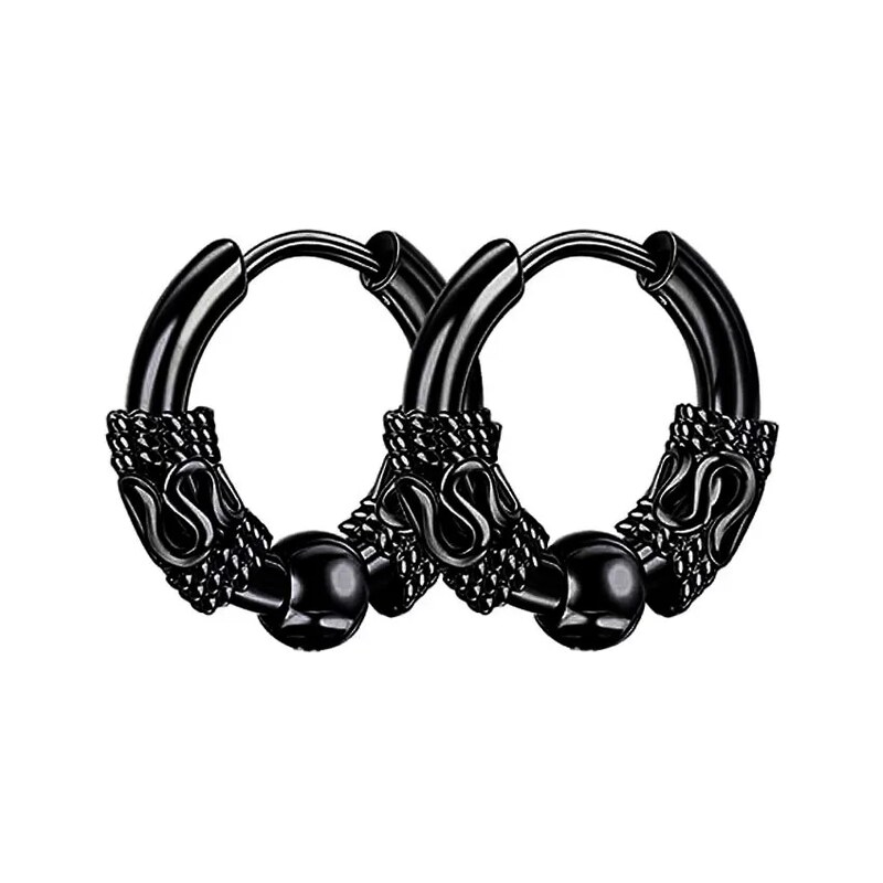 Impress Jewelry Punkové ocelové náušnice Tribal s Drop černé
