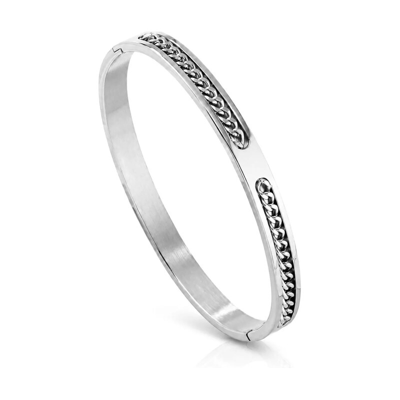 Impress Jewelry Ocelový pevný náramek s článkovým detailem Urban