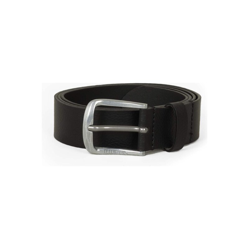 DIESEL Opasek LOGO B-BASIC LEATHER BELT černý melír