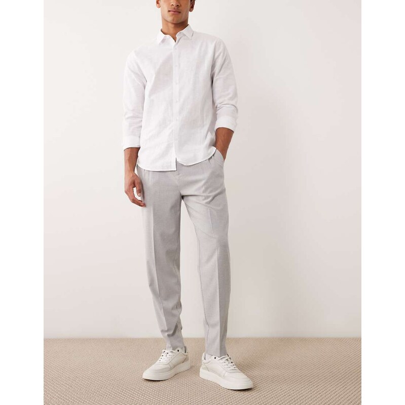 ASOS DESIGN smart tapered trousers in blue seersucker with