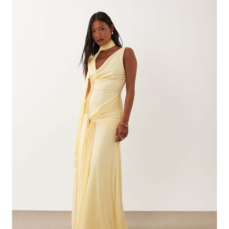 Forever New Petite scarf neck maxi dress with tie waist detail