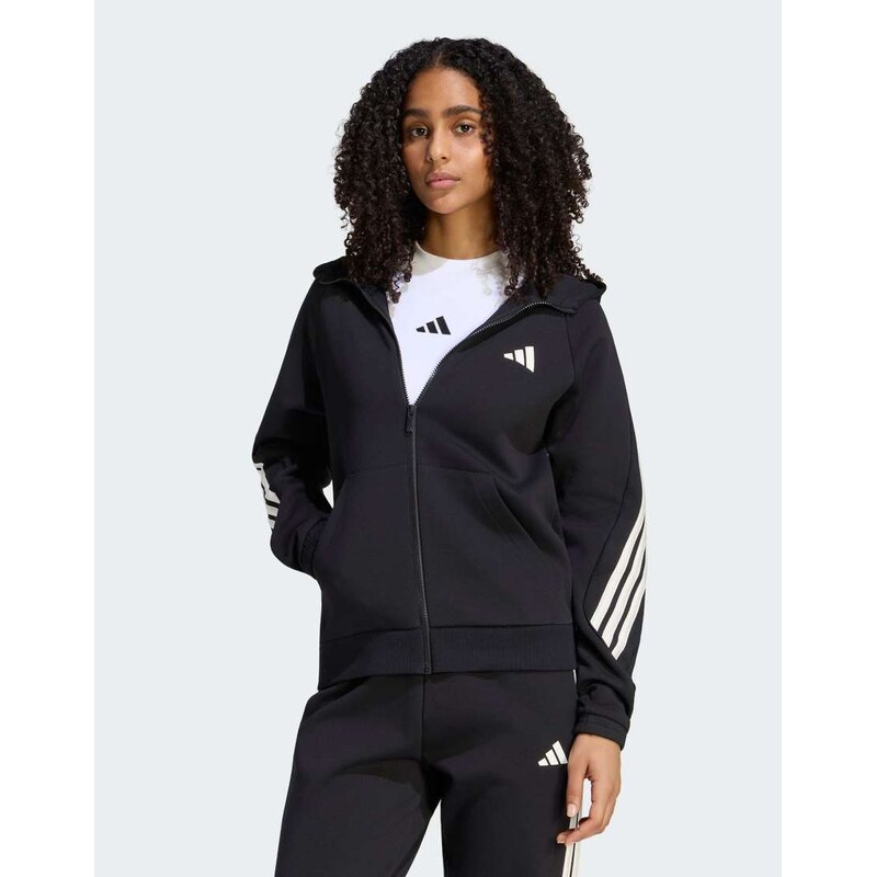 adidas performance Stadium three stripes full zip hoodie in
