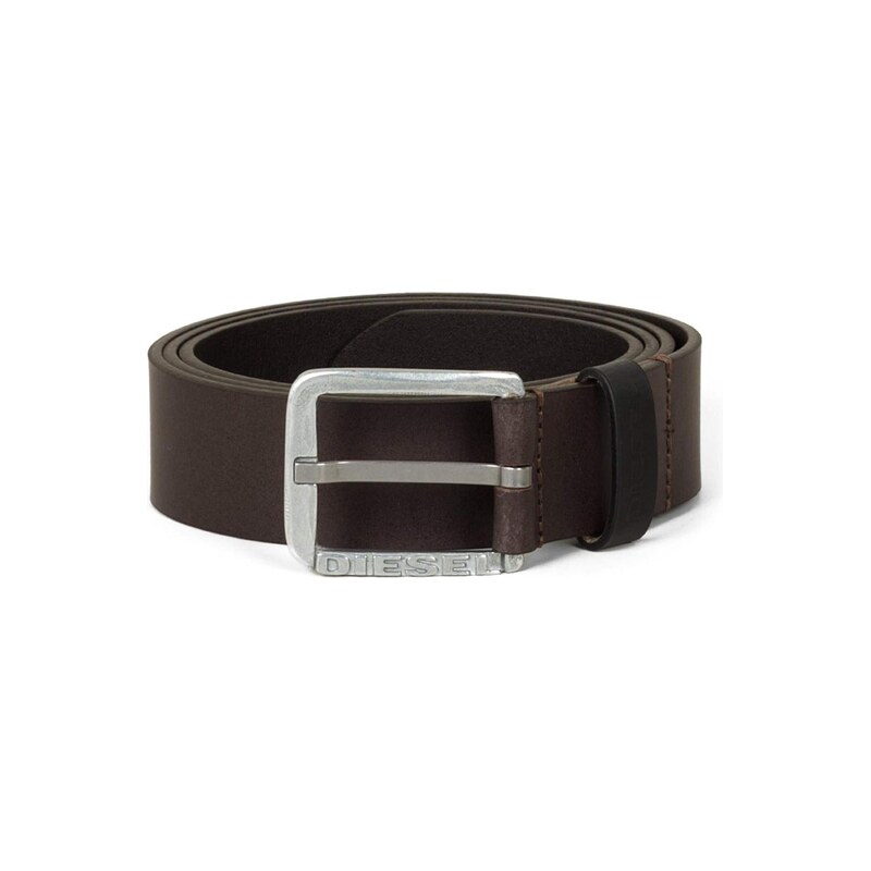 DIESEL Opasek LOGO B-BASIC LEATHER BELT hnědá