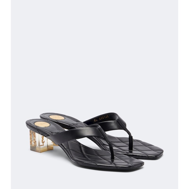 Saint Laurent Sip Cassandre leather thong sandals
