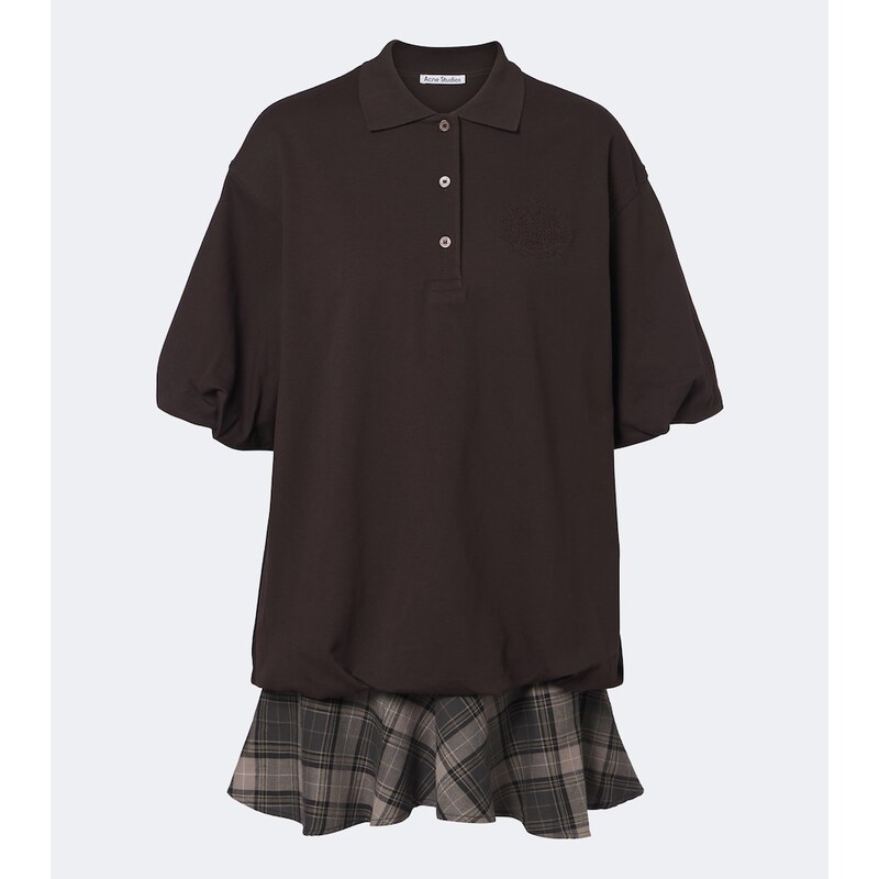 Acne Studios Checked layered cotton-blend polo dress