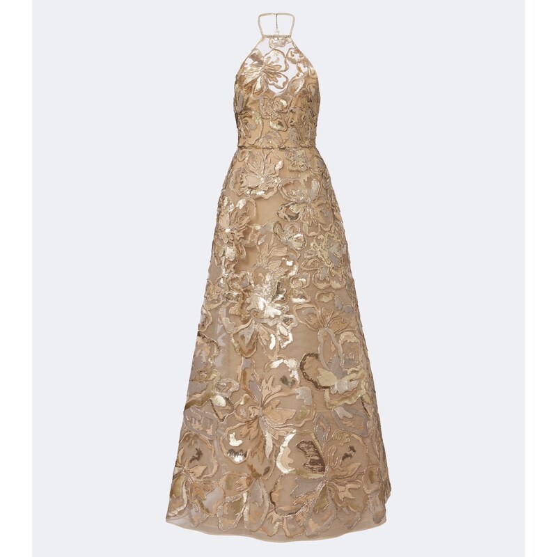 Elie Saab Sequined halteneck tulle gown
