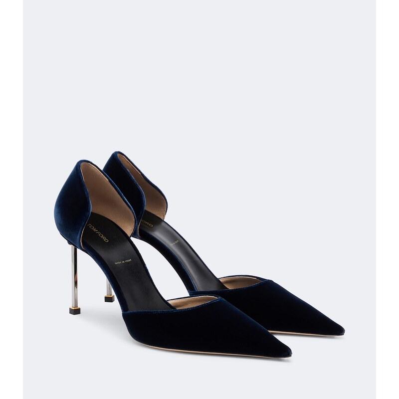 Tom Ford Velvet lodičky ve tmavě modré barvě