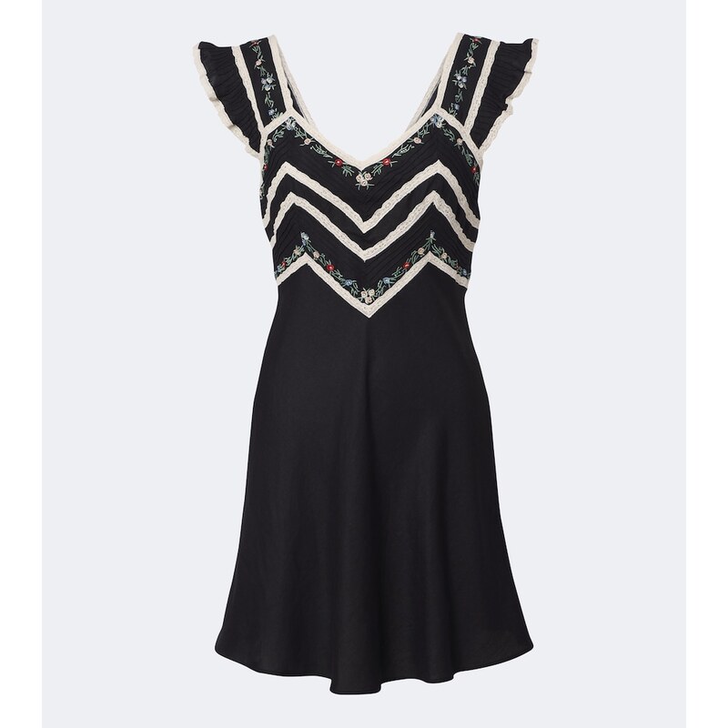Rixo Diaz embroidered lace-trimmed minidress