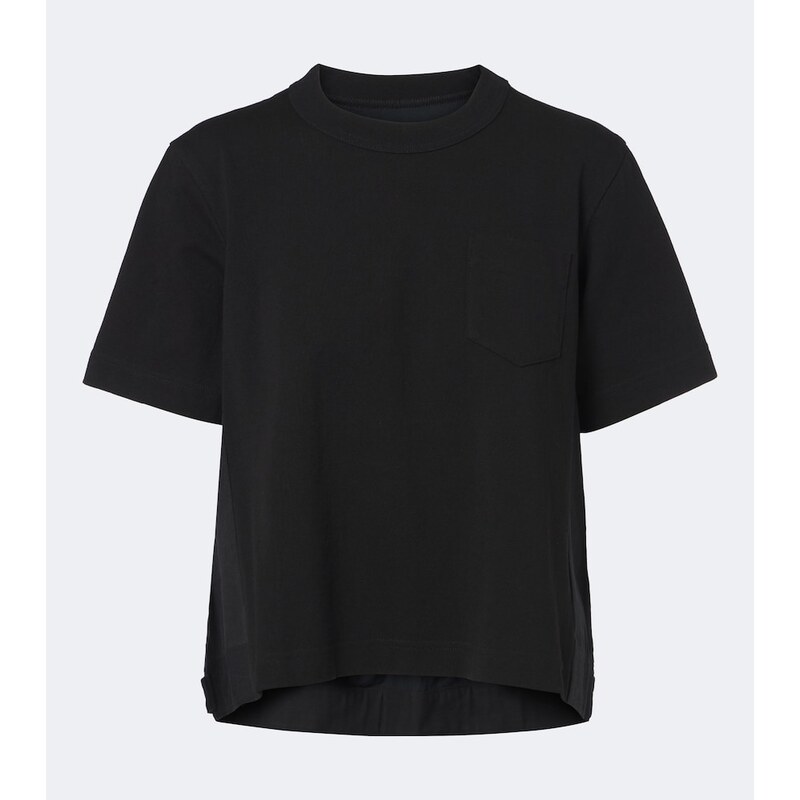 Sacai Cotton jersey and denim T-shirt