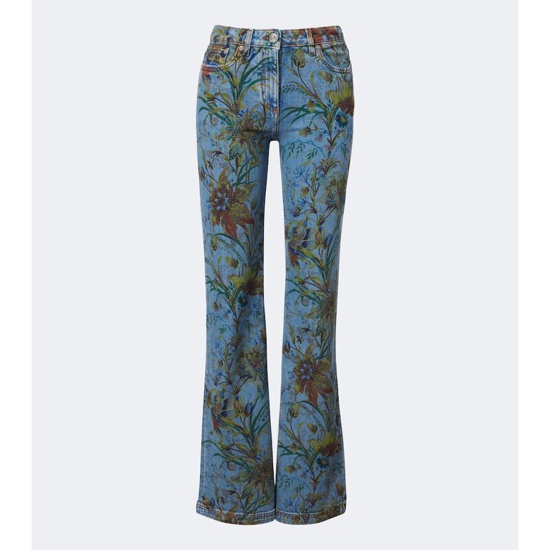 Etro Floral flared džíny v modré barvě