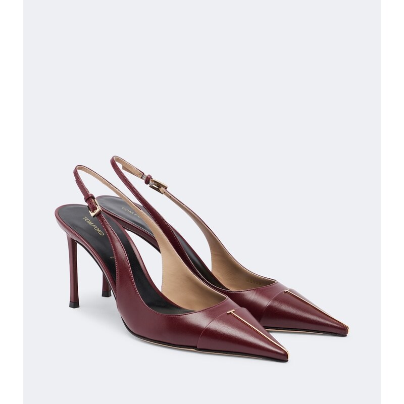 Lodičky Tom Ford z kůže v barvě Ruby Red