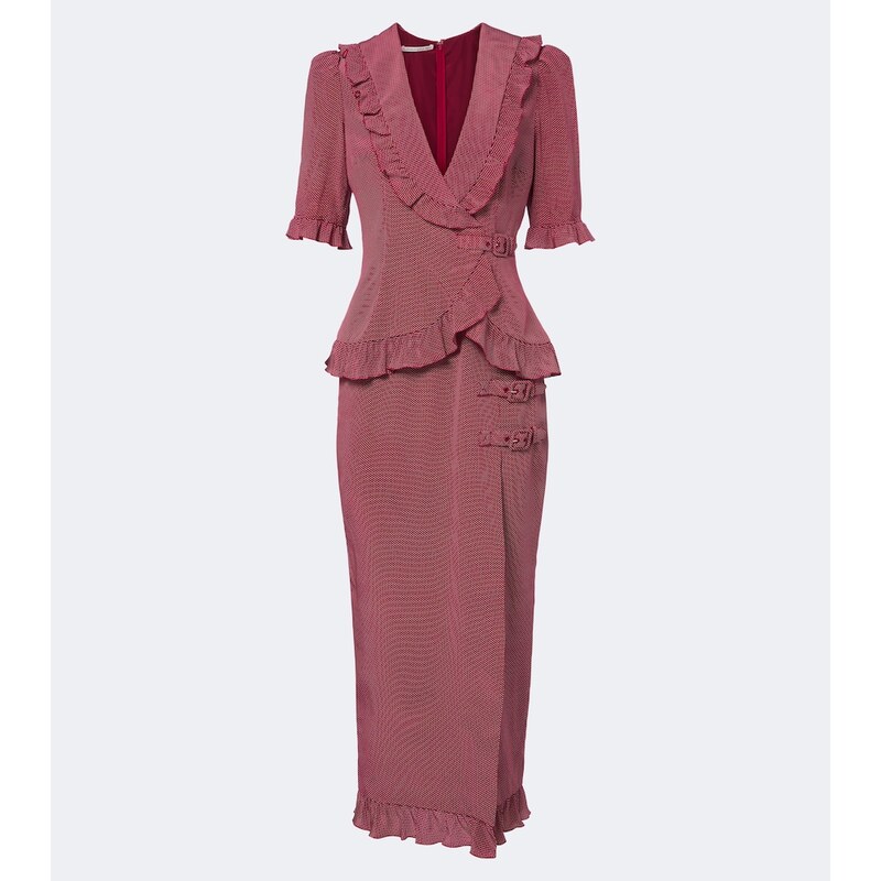 Alessandra Rich Ruffled polka-dot silk midi dress
