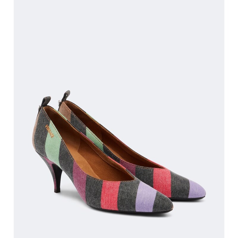 Versace Tina striped denim pumps
