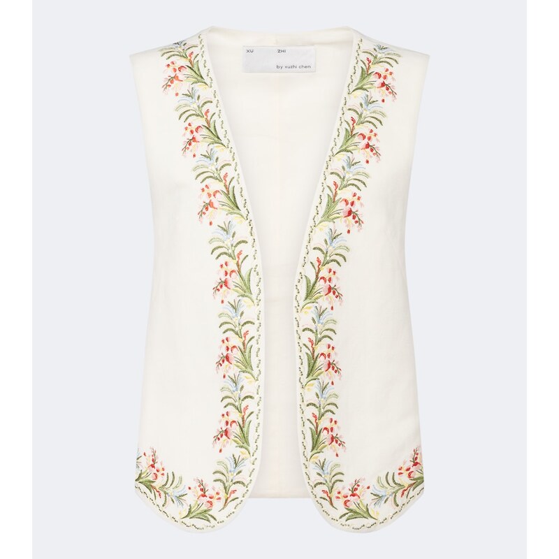 Xu Zhi Embroidered silk and linen vest