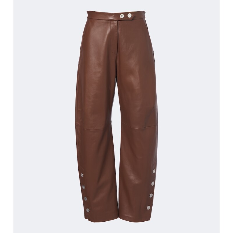 Sportmax Leather barrel-leg pants