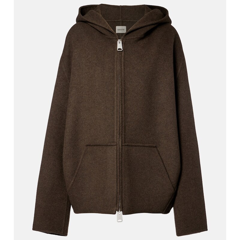 Khaite Dolem hooded oversized mikina v barvě Army Melange