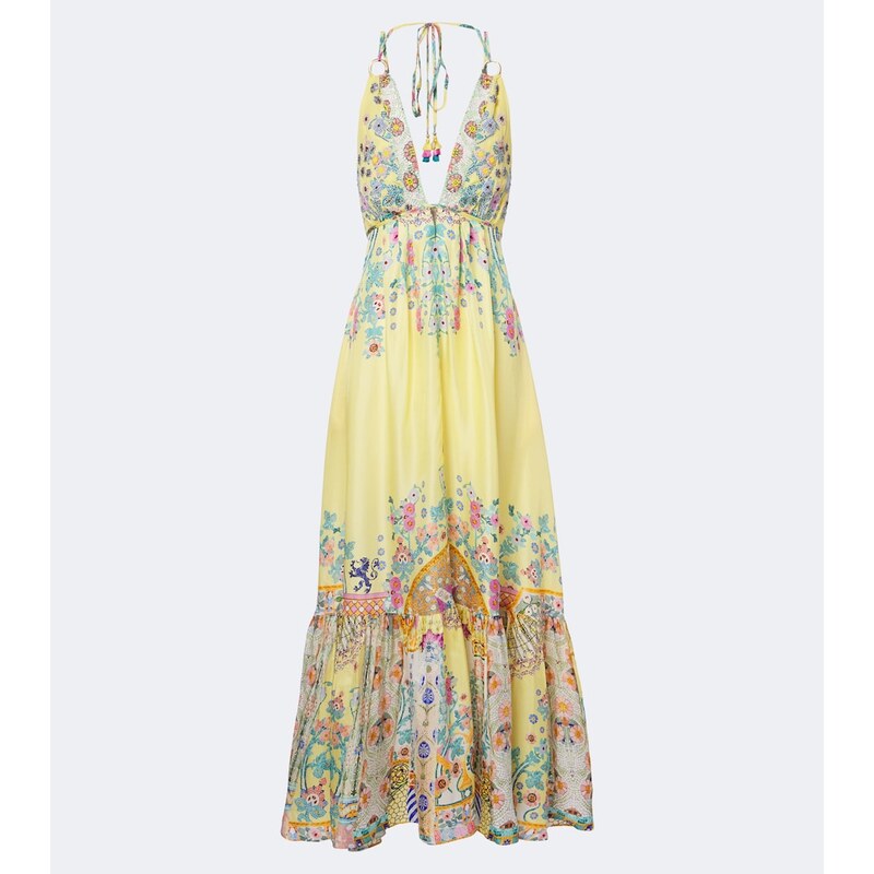 Camilla Sequined floral silk maxi dress