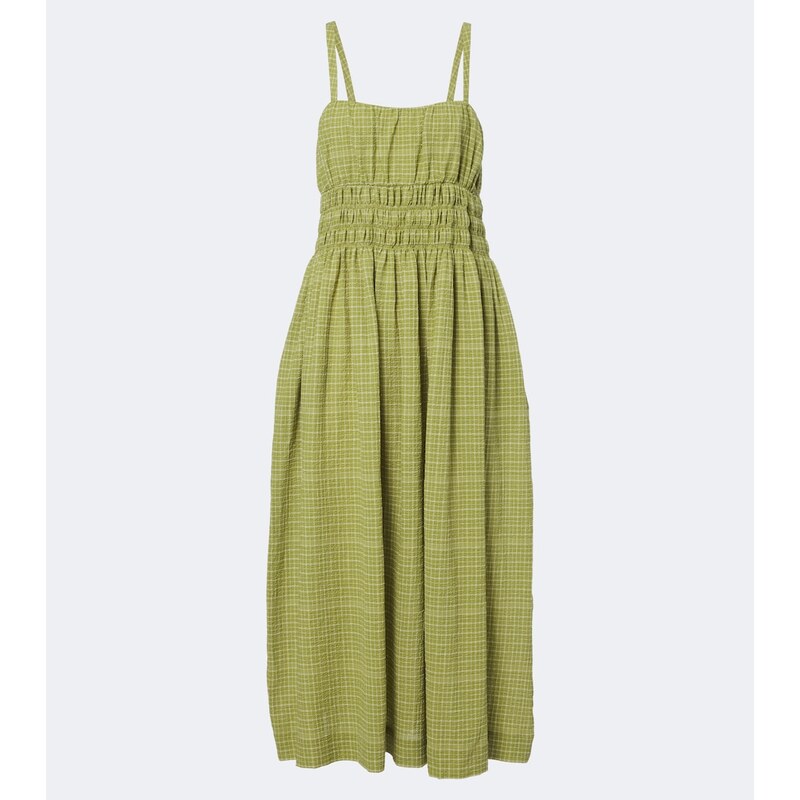 Asceno Verona checked cotton midi dress