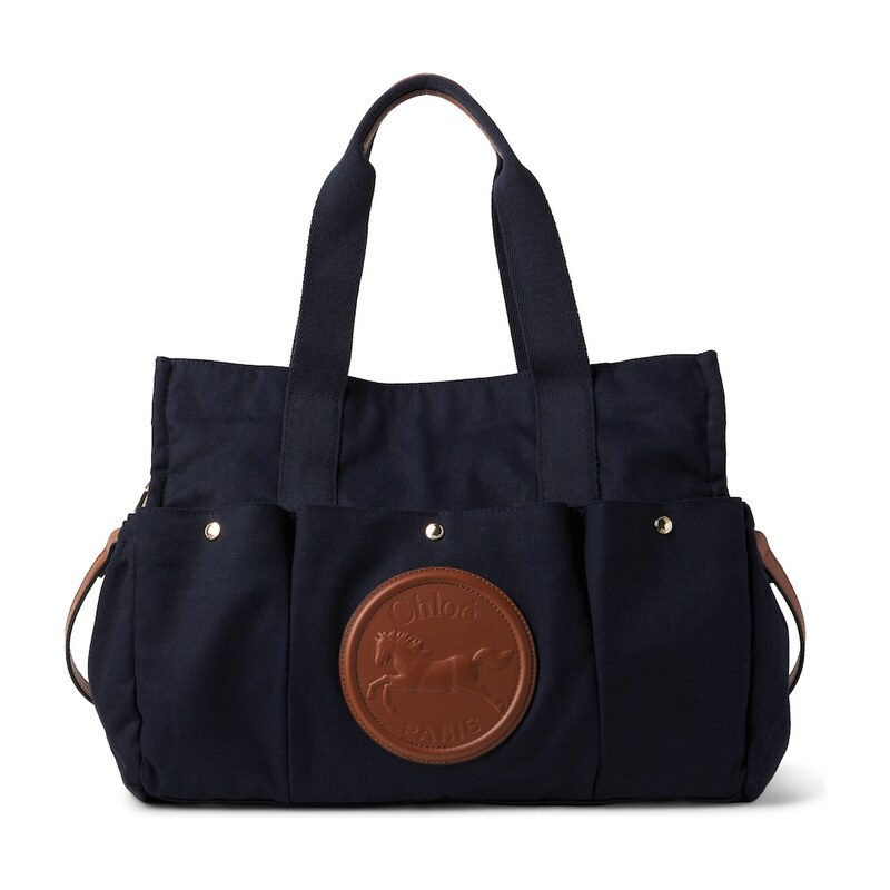 Chloe Kids ChloÃ Kids Leather-trimmed cotton diaper bag
