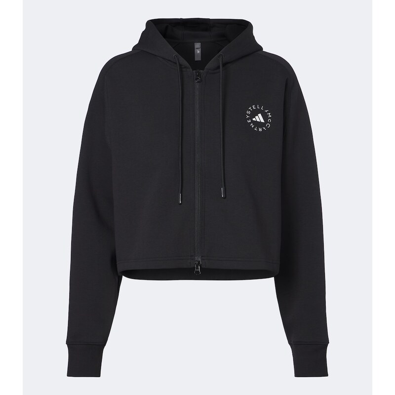 Adidas by Stella McCartney Logo cropped cotton-blend hoodie