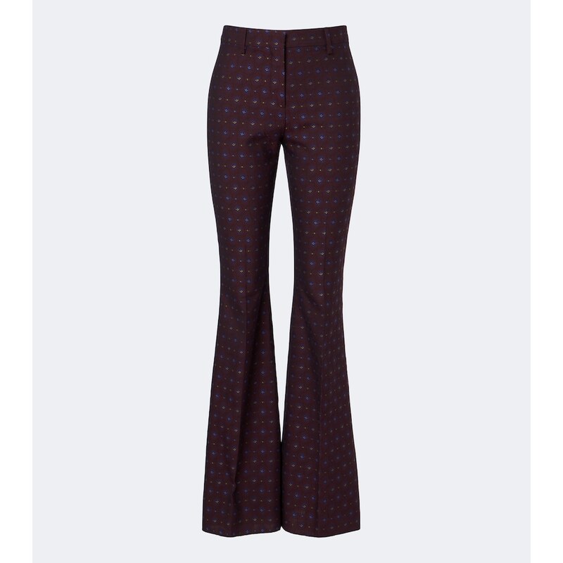 Etro Floral jacquard wool and cotton flared pants