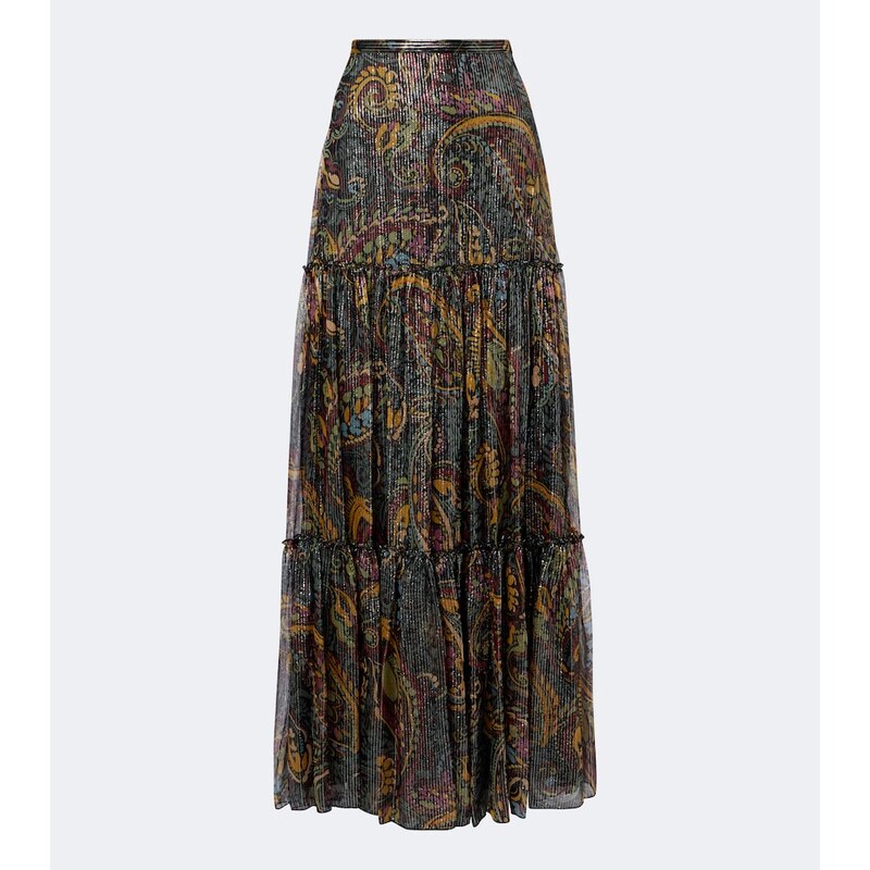 Etro Paisley silk-blend tiered maxi skirt