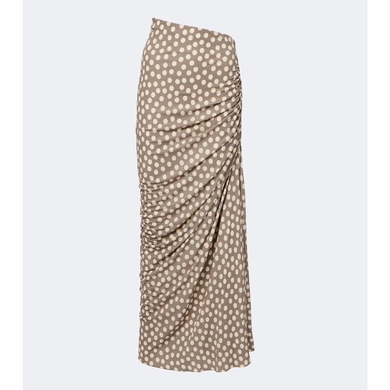 Alaïa Gathered polka-dot jersey maxi skirt