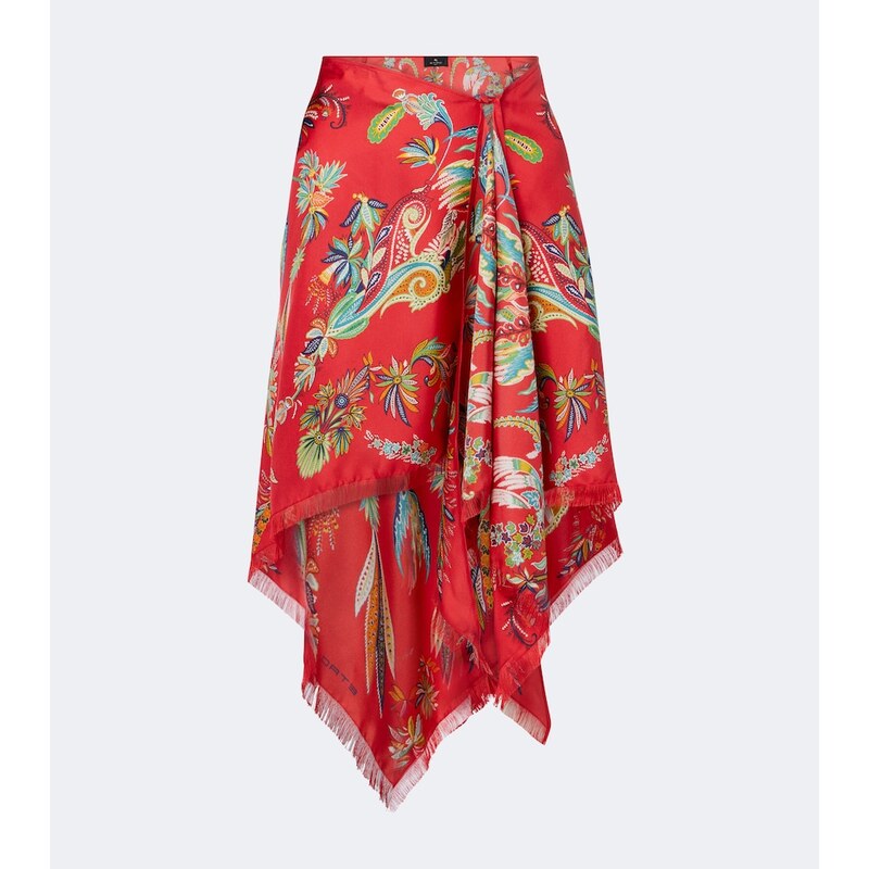 Etro Paisley asymmetric silk twill miniskirt