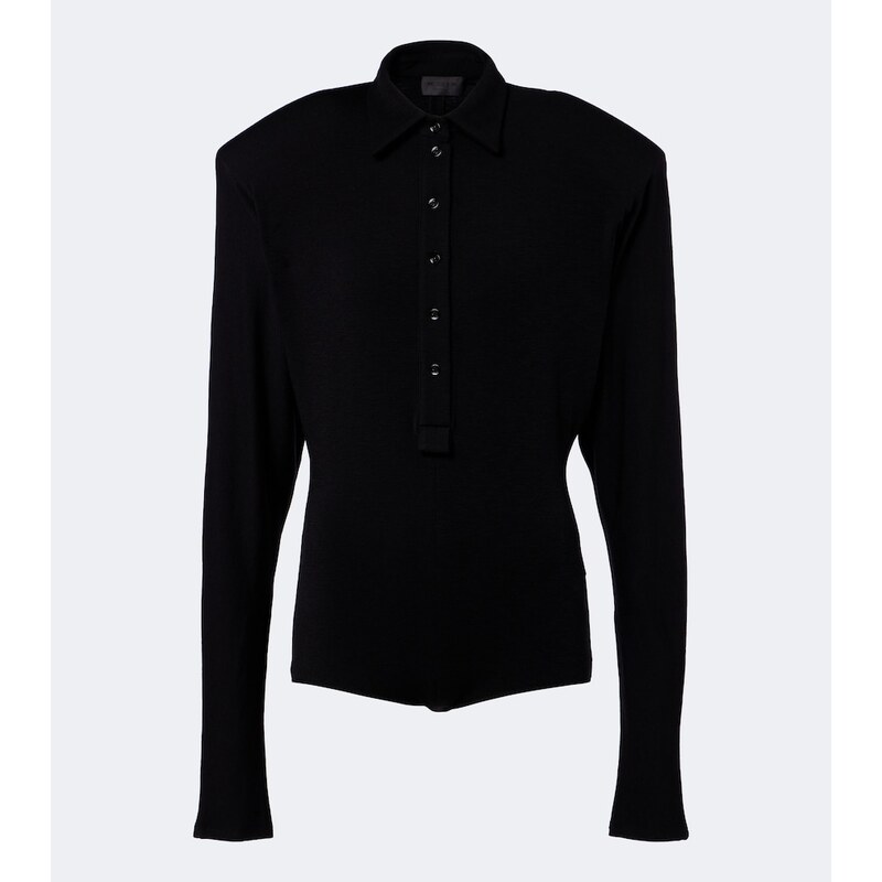 Mugler Wool-blend polo sweater