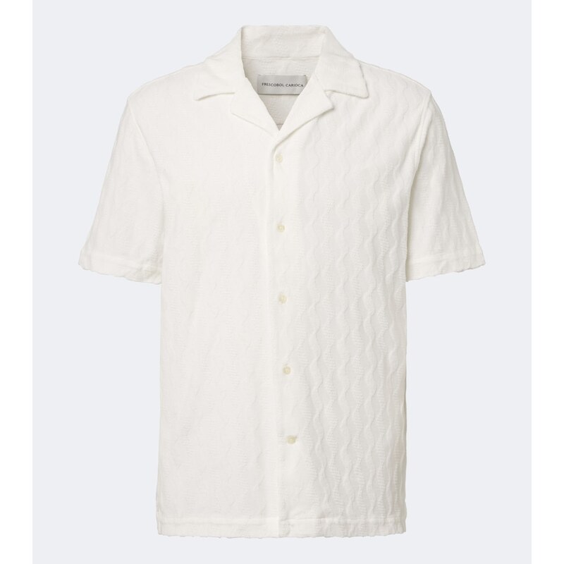 Frescobol Carioca Terry-trimmed cotton-blend bowling shirt