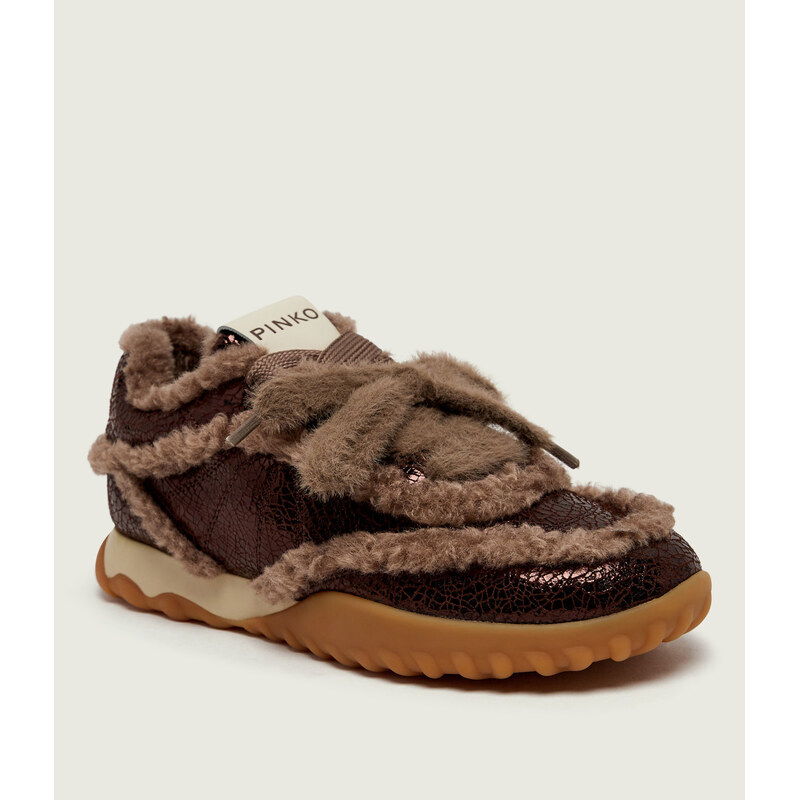 Pinko Ohřívá kožené tenisky Gea 02 | shearling