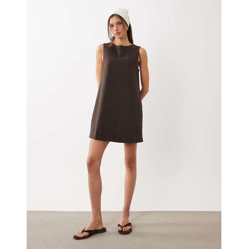 Cotton On shift mini dress in dark oak-Brown