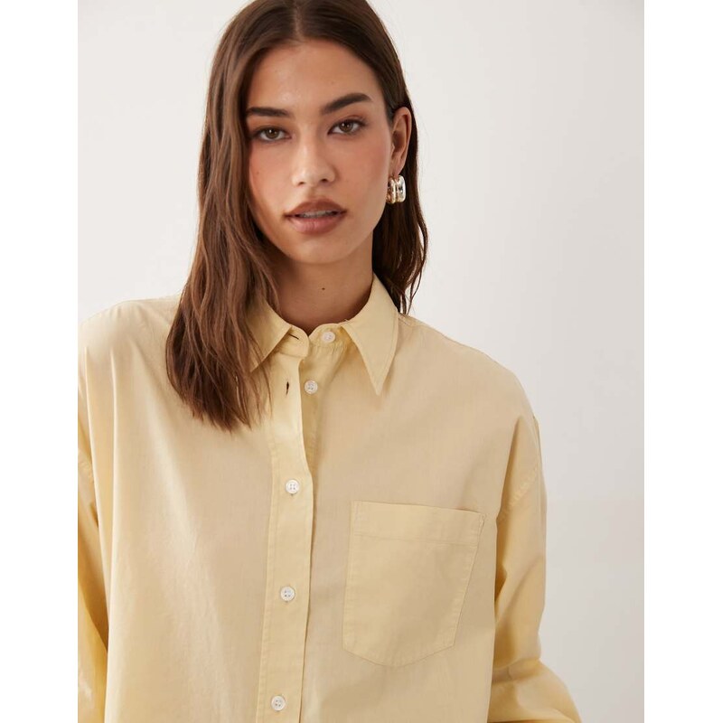 ARKET boxy cotton poplin shirt in buttermilk yellow