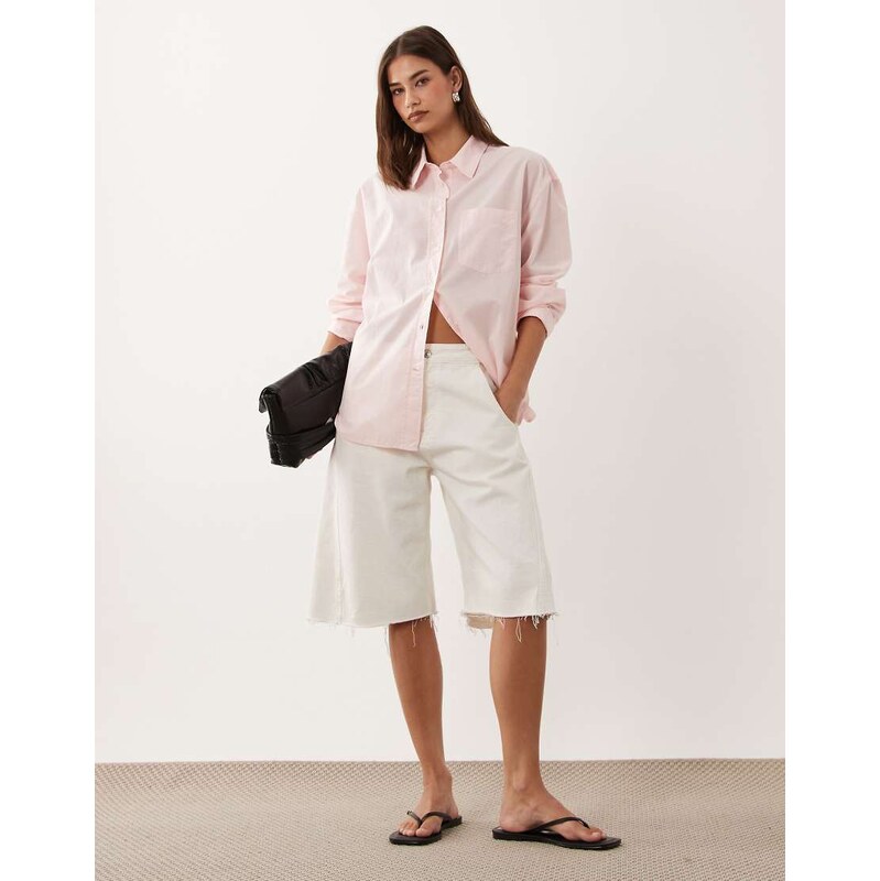 ARKET boxy cotton poplin shirt in powder pink