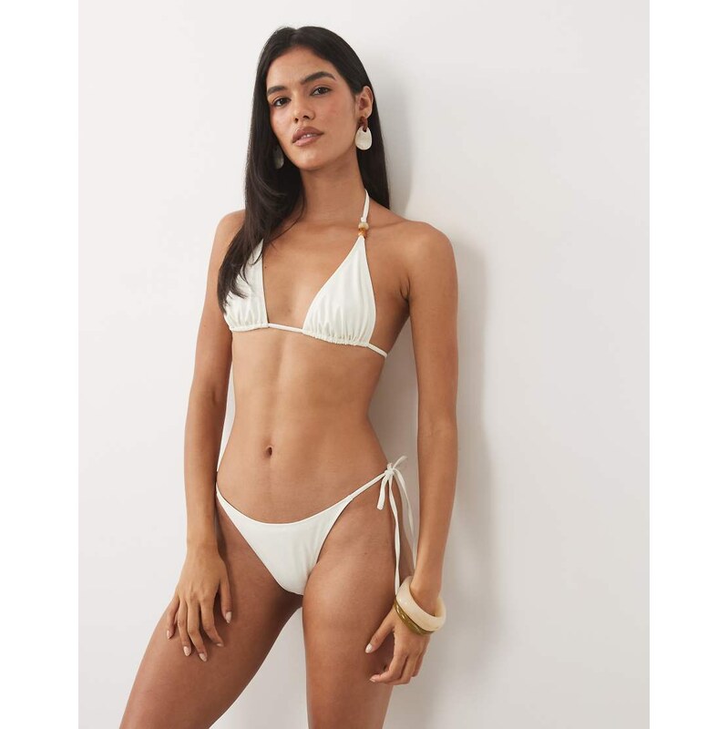 ARKET mix and match tie up beaded bikini bottom in white