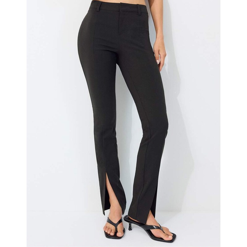 Stradivarius Bengaline trousers with splits in black