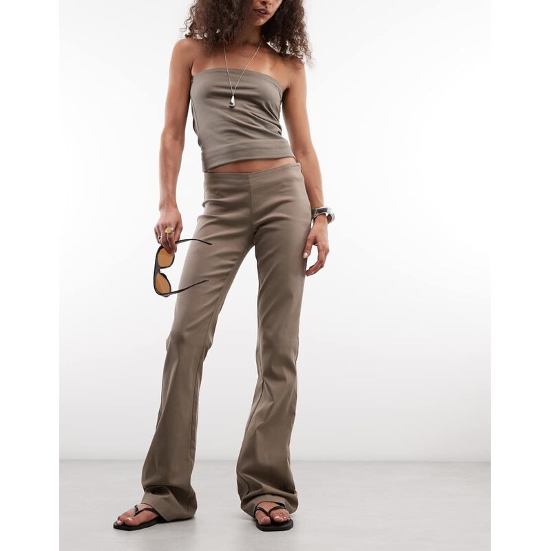 Monki bengaline trousers in mole-Brown