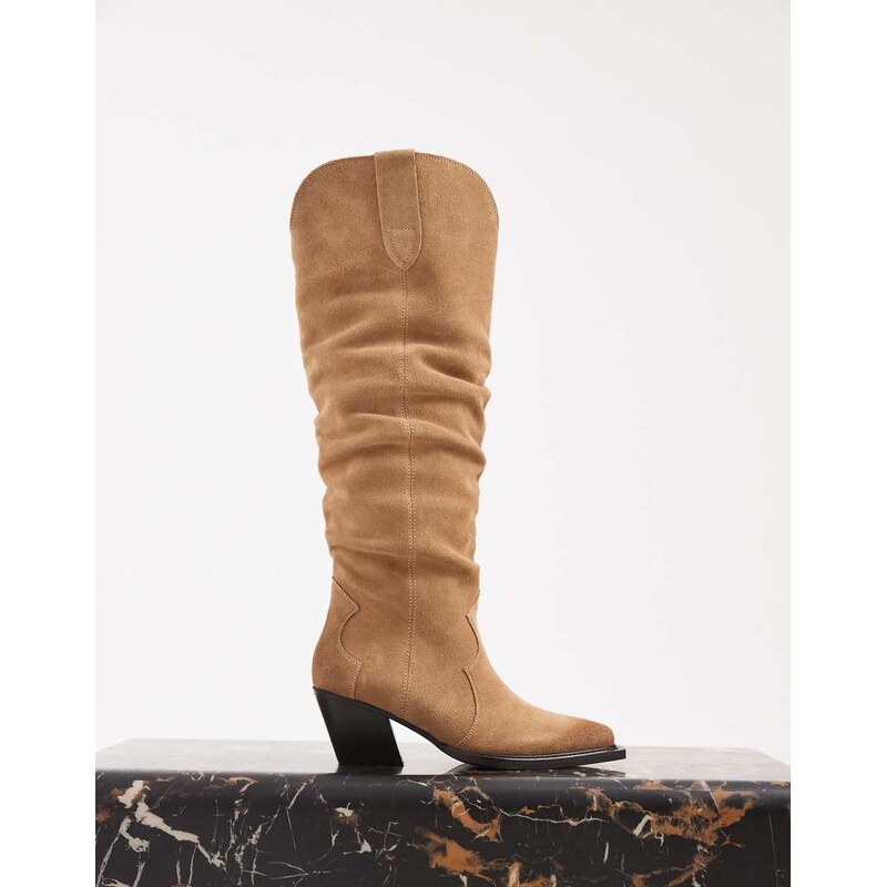 Dolce Vita western knee boots in taupe suede-Neutral