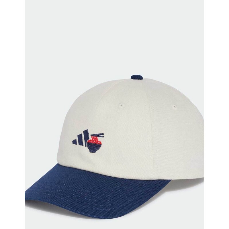 adidas performance Food graphic dad cap in off white / dark blue